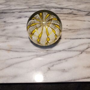 Vintage Murano/murano Style Ribbon Latticino Paperweight